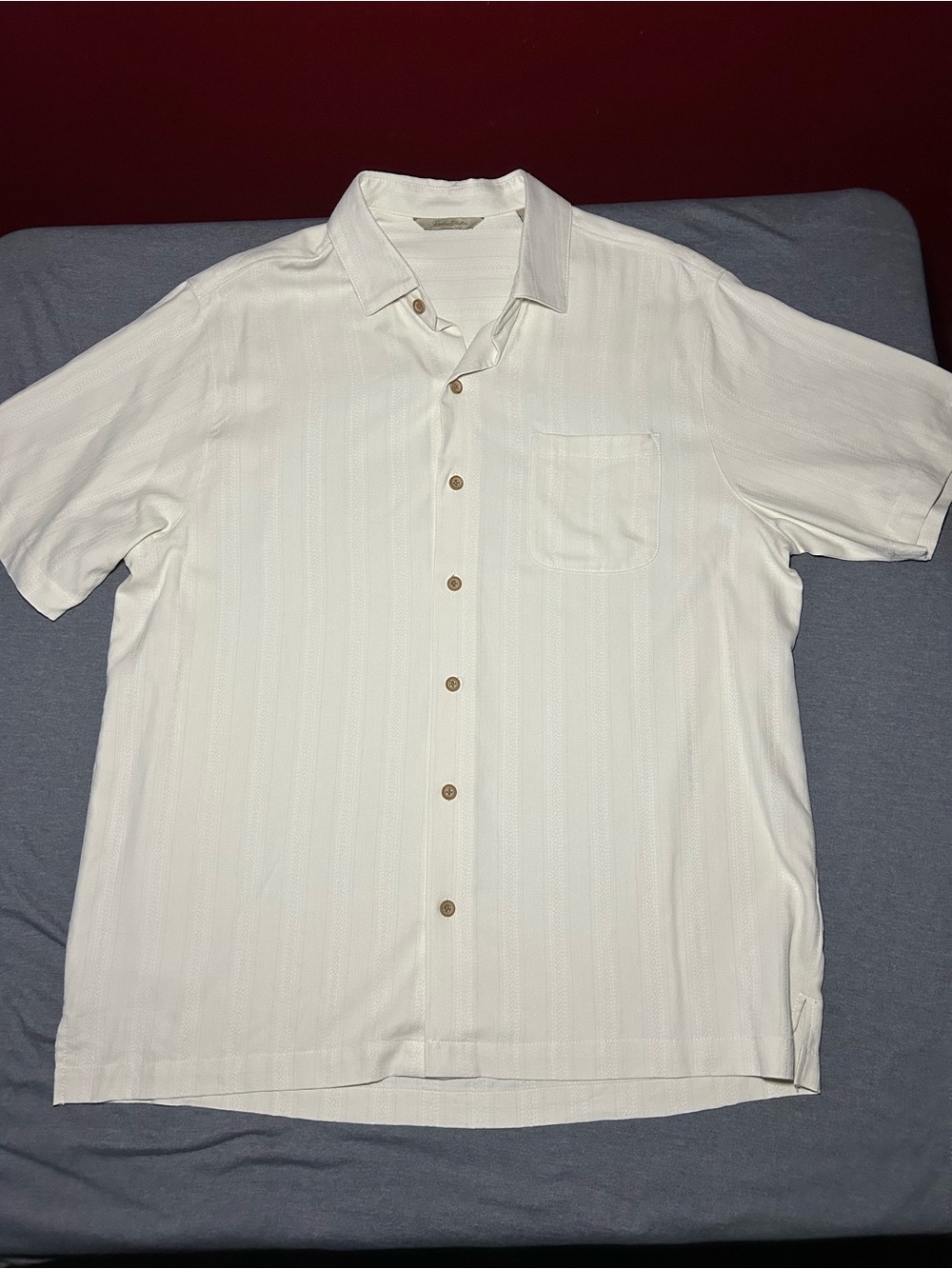 Paradise Collection 100% Silk Men’s Short-Sleeve Casual Button-DownWhite